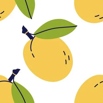 Plum fruit with leaf. Apricot seamless pattern. Hand drawn vector illustratio イラスト素材