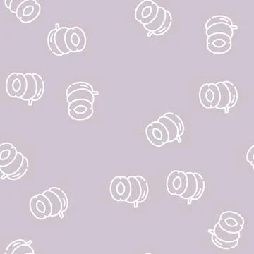 Plum fruit line vector seamless pattern Stock Illustration