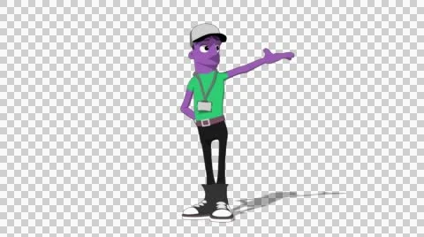Plum Hipster 'Gesture High Screen Right' Connectable Character Animation Stock Footage 52129333