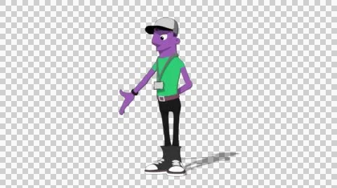 Plum Hipster 'Gesture Low Screen Left' Connectable Character Animation Stock Footage 52129327