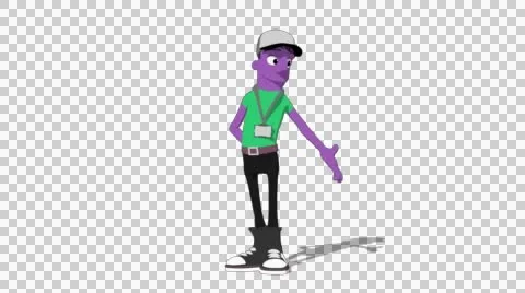 Plum Hipster 'Gesture Low Screen Right' Connectable Character Animation Stock Footage 52129379