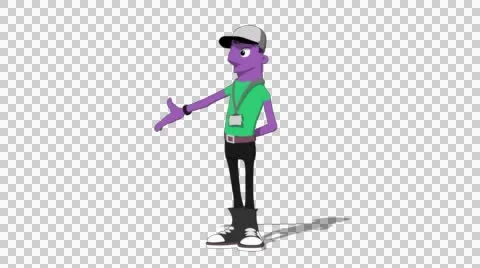 Plum Hipster 'Gesture Screen Left' Connectable Character Animation Stock Footage 52129332