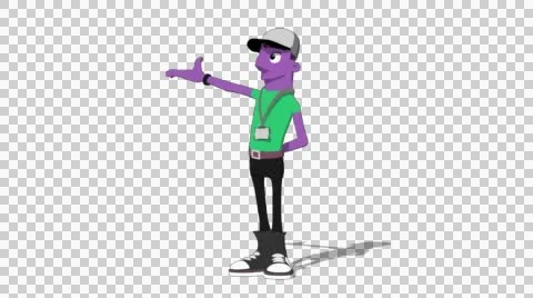 Plum Hipster 'Gesture Screen Right' Connectable Character Animation Stock Footage 52129319