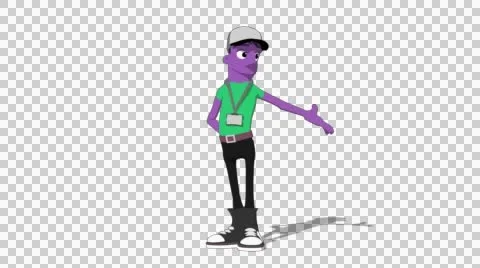 Plum Hipster 'Gesture Screen Right' Connectable Character Animation Stock Footage 52129364