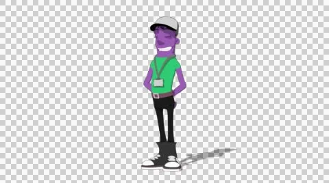 Plum Hipster 'Idle Focused' Connectable Character Animation Stock Footage 52129344