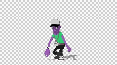 Plum Hipster 'Jump Screen Right' Connectable Character Animation Stock Footage 52129257