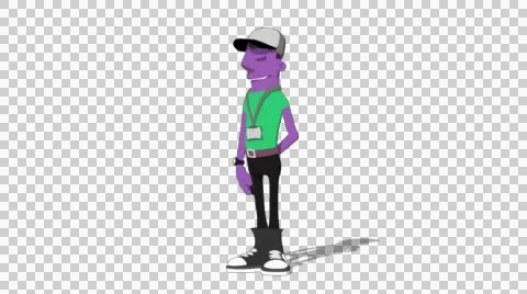 Plum Hipster 'Press Presentation Clicker' Connectable Character Animation Stock Footage 52129274