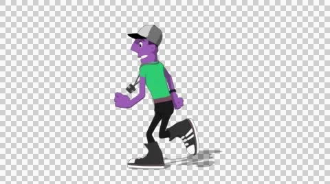 Plum Hipster 'Run Screen Left' Connectable Character Animation Stock Footage 52129298