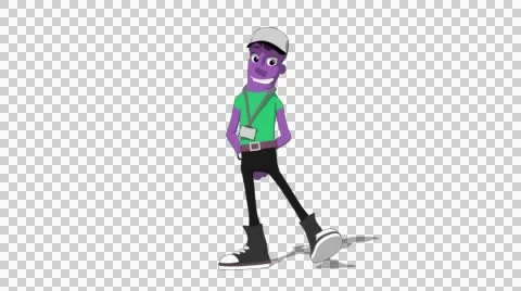 Plum Hipster 'Side-step Screen Right' Connectable Character Animation Stock Footage 52129259