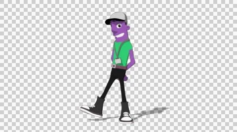 Plum Hipster 'Side-step Screen Left' Connectable Character Animation Video stock 52129271