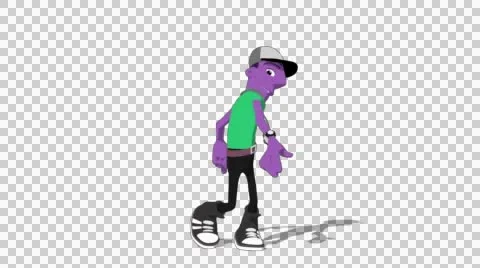 Plum Hipster 'Spin Around' Connectable Character Animation Stock Footage 52129250