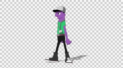Plum Hipster 'Walk Screen Left' Connectable Character Animation Stock Footage 52129280