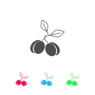 Plum icon flat. Stock Illustration
