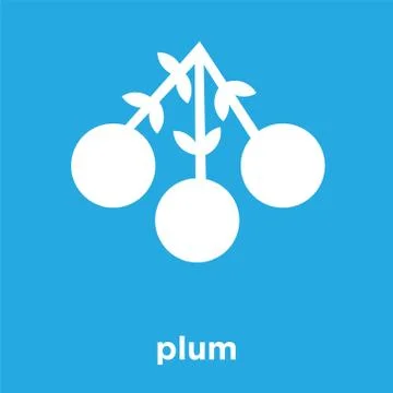 Plum icon isolated on blue background Stock Illustration