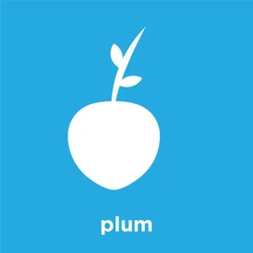 Plum icon isolated on blue background Stock Illustration