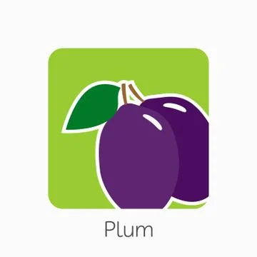 Plum icon simple flat vector illustration. Fresh plum sign Illustrazione stock