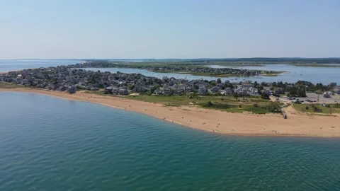 Plum Island coastal environment with distant wetlands, Massachusetts Video stock 345134963