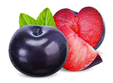 Plum isolated on white background. Stock Photos