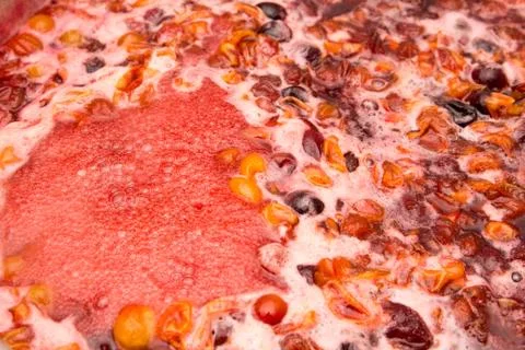 Plum jam in the background Stock Photos