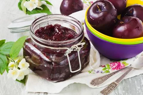Plum jam Stock Photos