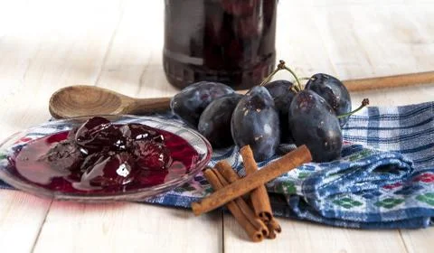 Plum jam. Stock Photos