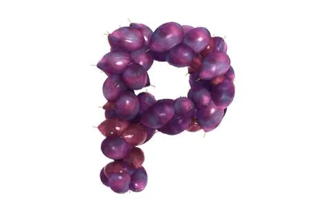 Plum letter P on white background Stock Illustration