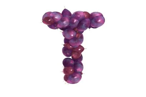 Plum letter T on white background Stock Illustration