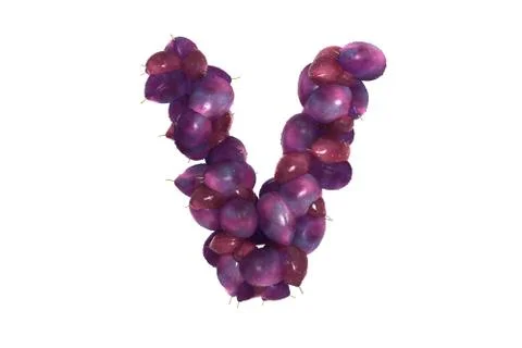 Plum letter V on white background Stock Illustration