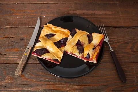 Plum Pie Slice Stock Photos