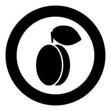 Plum prune icon in circle round black color vector illustration image solid.. Illustrazione stock