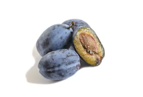 Plum "prunes"on a white background isolate Stock Photos