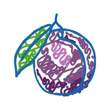 Plum purple leaf icon doodle illustration Stock Illustration