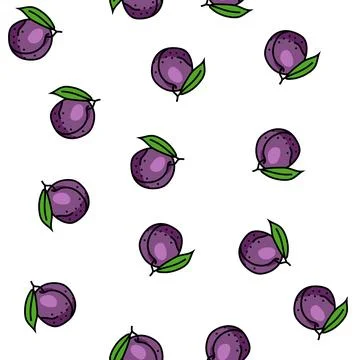 Plum purple leaf vector seamless pattern Stock Illustration