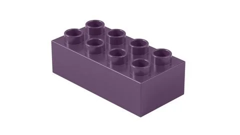 Plum Purple Plastic Lego Block Isolated on a White Background. Stock Illustration