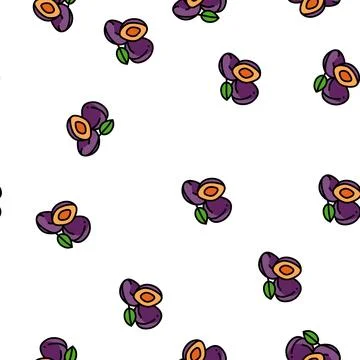 Plum purple slice bunch vector seamless pattern Stockillustratie