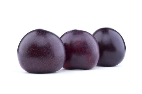 Plum Red Fruit on isolated white background with shadow Stock Photos