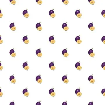 Plum seamless pattern. Vegan organic eco fruit background. vector illustratio 스톡 일러스트