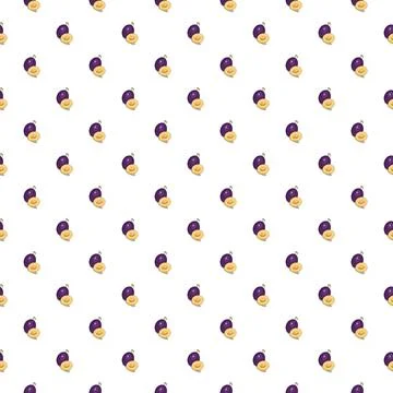 Plum seamless pattern. Vegan organic eco fruit background. vector illustration. Illustrazione stock