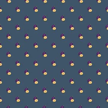 Plum seamless pattern. Vegan organic eco fruit background. vector illustration. Illustrazione stock
