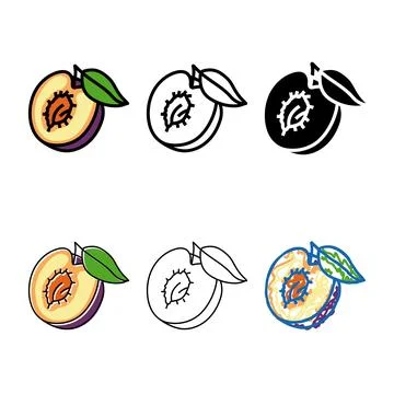 Plum seed cut leaf multipack color icon vector Stock Illustration