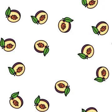 Plum seed cut leaf vector seamless pattern Stockillustratie