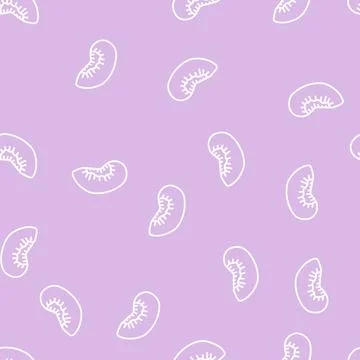 Plum slice fruit line seamless pattern Stock Illustration