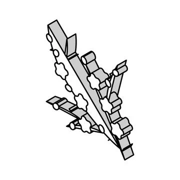 Plum tree branch isometric icon vector illustration Stock Illustration
