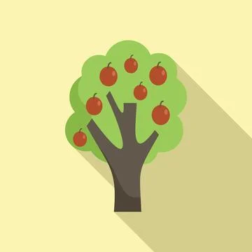 Plum tree icon flat vector. Fruit garden Stock Illustration