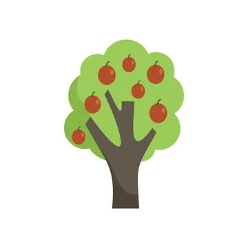 Plum tree icon flat vector. Fruit garden Stock Illustration