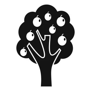 Plum tree icon simple vector. Fruit garden Stock Illustration