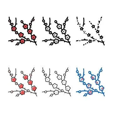 Plum tree range branch color icon vector Stock Illustration