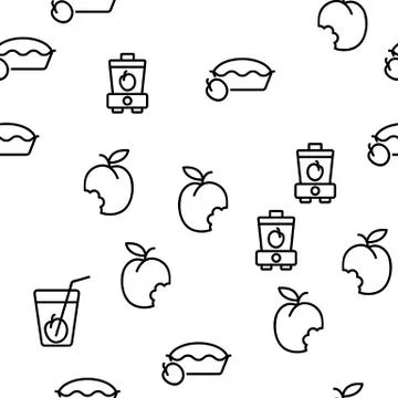 Plum Vitamin Fruit Vector Seamless Pattern Stock Illustration