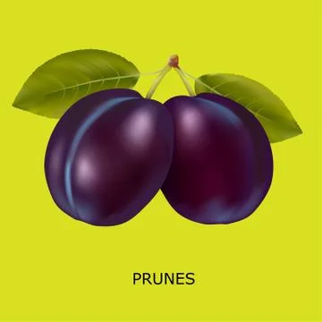 Plum on a yellow background Stock Illustration