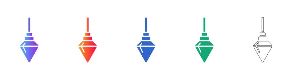 Plumb Bob Vertical Alignment Vector Icon Set Stock Illustration